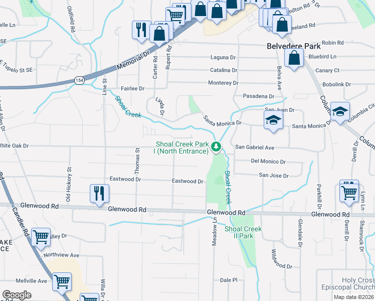 map of restaurants, bars, coffee shops, grocery stores, and more near 2863 White Oak Drive in Decatur