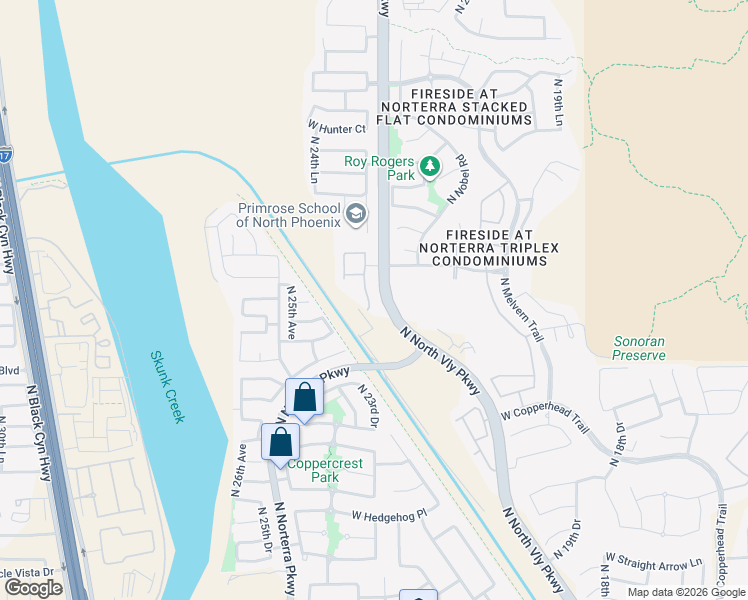map of restaurants, bars, coffee shops, grocery stores, and more near 28417 North 23rd Drive in Phoenix