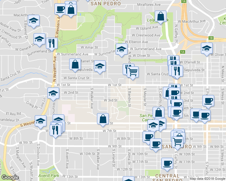 map of restaurants, bars, coffee shops, grocery stores, and more near 1148 West 2nd Street in Los Angeles County