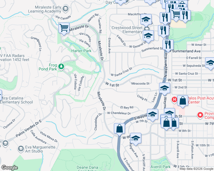 map of restaurants, bars, coffee shops, grocery stores, and more near 1935 West 1st Street in Los Angeles