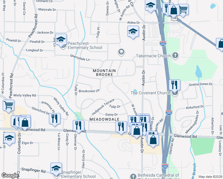 map of restaurants, bars, coffee shops, grocery stores, and more near 1685 Liberty Valley in Decatur