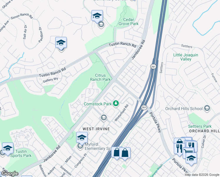 map of restaurants, bars, coffee shops, grocery stores, and more near 21 Carriage Drive in Irvine