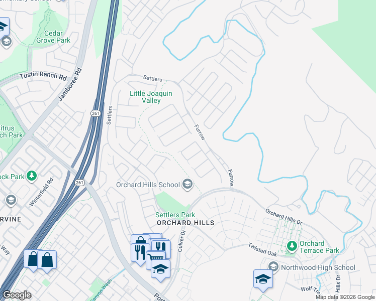 map of restaurants, bars, coffee shops, grocery stores, and more near 110 Crosswinds in Irvine