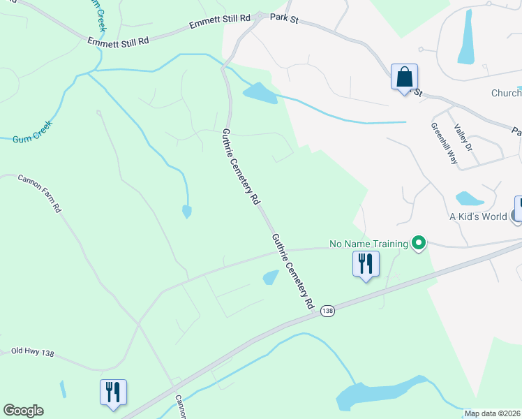 map of restaurants, bars, coffee shops, grocery stores, and more near 4984-5066 Guthrie Cemetery Road in Loganville