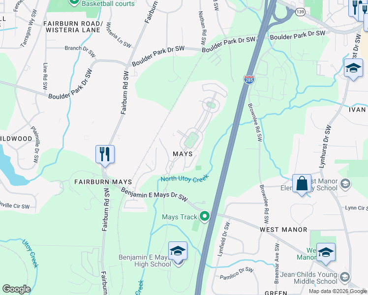 map of restaurants, bars, coffee shops, grocery stores, and more near 616 Lofty Lane in Atlanta