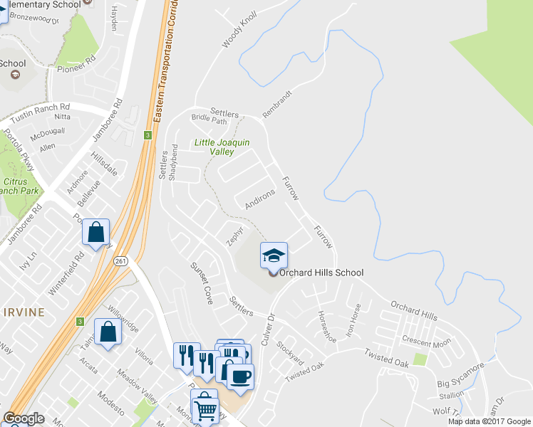 map of restaurants, bars, coffee shops, grocery stores, and more near 110 Crosswinds in Irvine