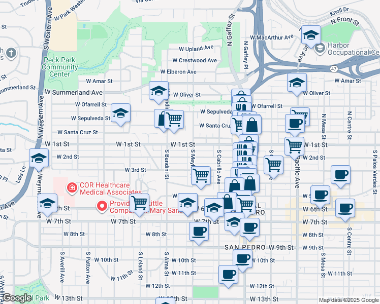 map of restaurants, bars, coffee shops, grocery stores, and more near 930 West 2nd Street in Los Angeles