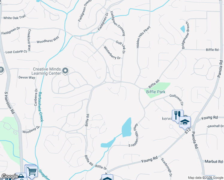 map of restaurants, bars, coffee shops, grocery stores, and more near 1704 Golf Link Drive in Stone Mountain