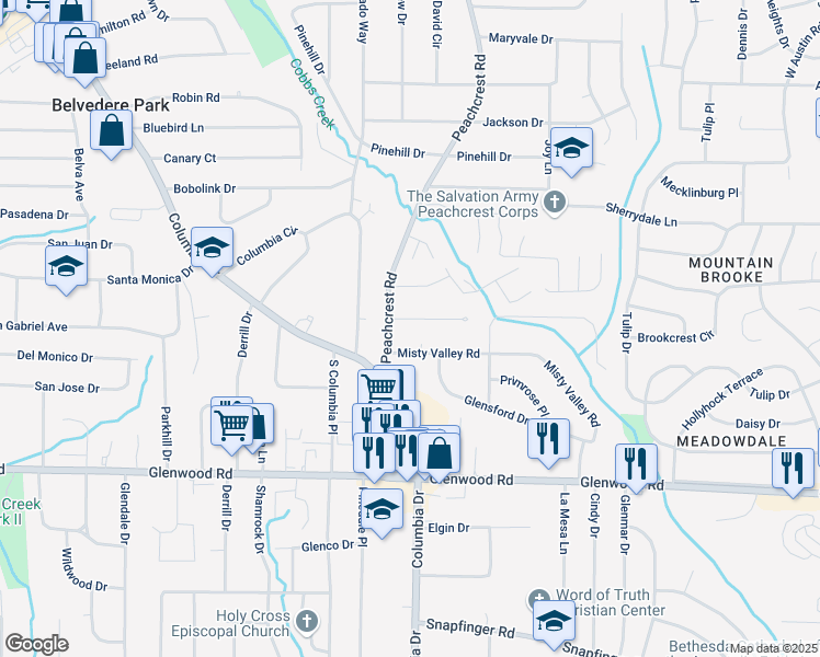 map of restaurants, bars, coffee shops, grocery stores, and more near 3351 Phillip Circle in Decatur