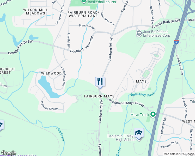 map of restaurants, bars, coffee shops, grocery stores, and more near 415 Hidden Hollow Apartments in Atlanta