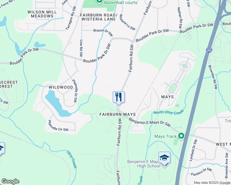 map of restaurants, bars, coffee shops, grocery stores, and more near 415 Hidden Hollow Apartments in Atlanta