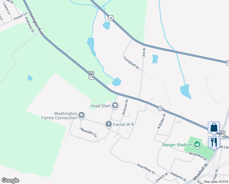 map of restaurants, bars, coffee shops, grocery stores, and more near 413-599 Highway 10 Business in Washington