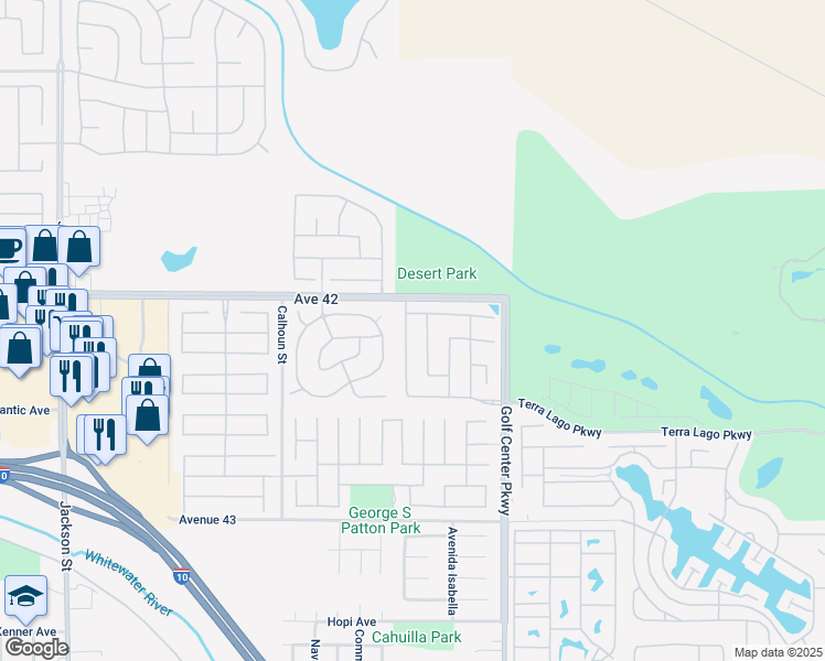 map of restaurants, bars, coffee shops, grocery stores, and more near 42205 Hideaway Street in Indio
