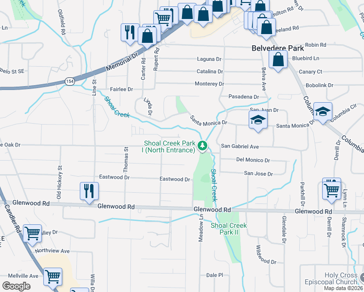 map of restaurants, bars, coffee shops, grocery stores, and more near 2863 White Oak Drive in Decatur