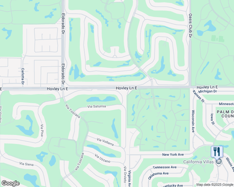 map of restaurants, bars, coffee shops, grocery stores, and more near 76421 Via Sovana in Indian Wells