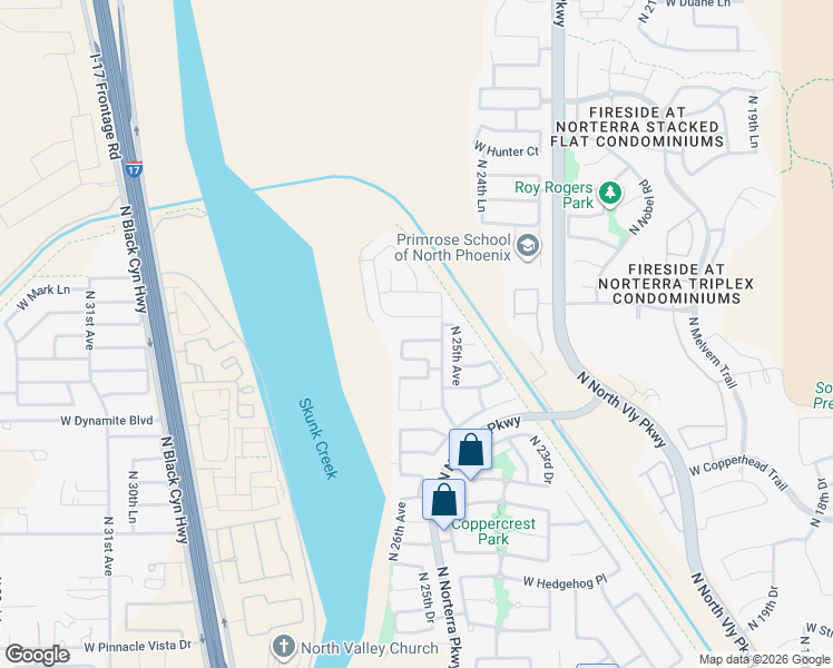 map of restaurants, bars, coffee shops, grocery stores, and more near 28416 North 25th Dale in Phoenix