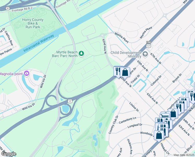 map of restaurants, bars, coffee shops, grocery stores, and more near in Myrtle Beach