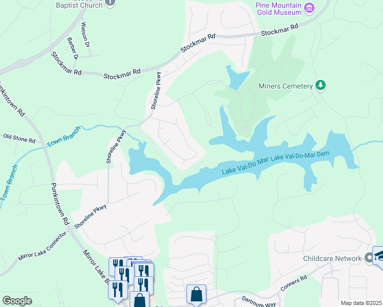 map of restaurants, bars, coffee shops, grocery stores, and more near 2486 Ridgelake Drive in Villa Rica