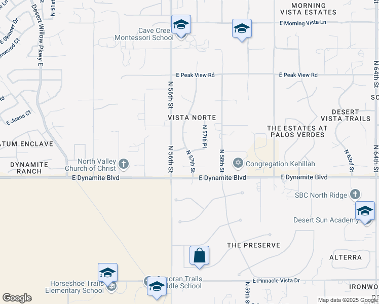 map of restaurants, bars, coffee shops, grocery stores, and more near 32108 North 57th Place in Cave Creek