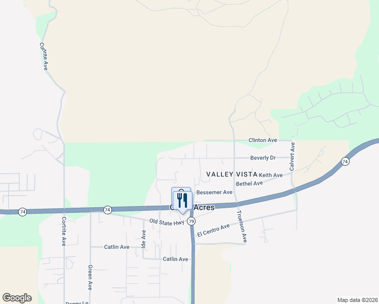 map of restaurants, bars, coffee shops, grocery stores, and more near 33480 Beverly Drive in Hemet