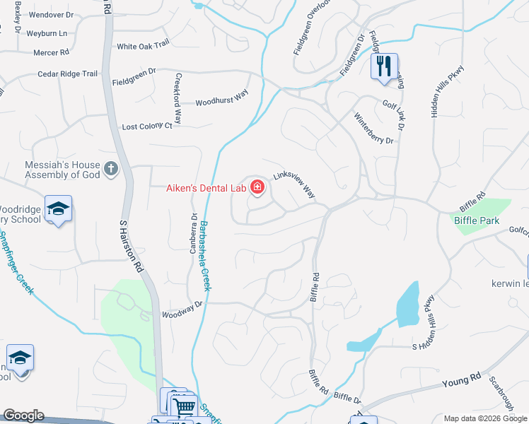 map of restaurants, bars, coffee shops, grocery stores, and more near 4923 Terrace Green Way in Stone Mountain