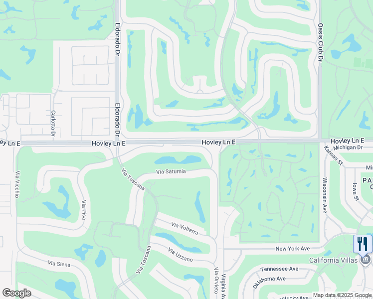 map of restaurants, bars, coffee shops, grocery stores, and more near 76331 Via Sovana in Indian Wells