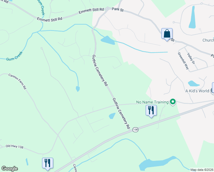 map of restaurants, bars, coffee shops, grocery stores, and more near 4984-5066 Guthrie Cemetery Road in Loganville