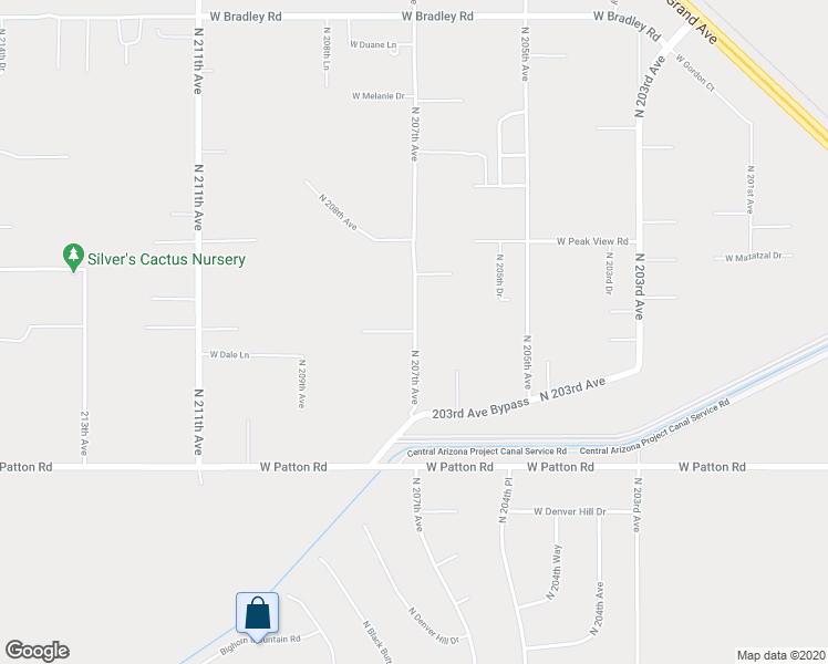 map of restaurants, bars, coffee shops, grocery stores, and more near 25406 West Madre Del Oro Drive in Wittmann