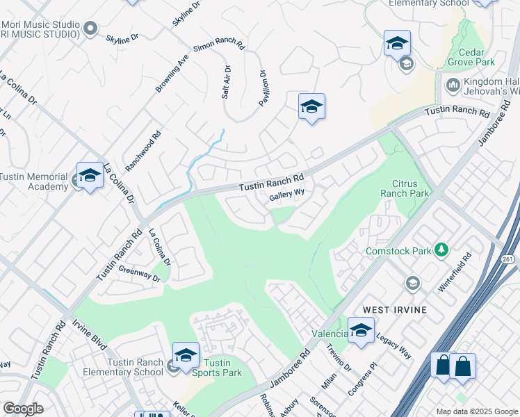 map of restaurants, bars, coffee shops, grocery stores, and more near 2517 Tequestra in Tustin