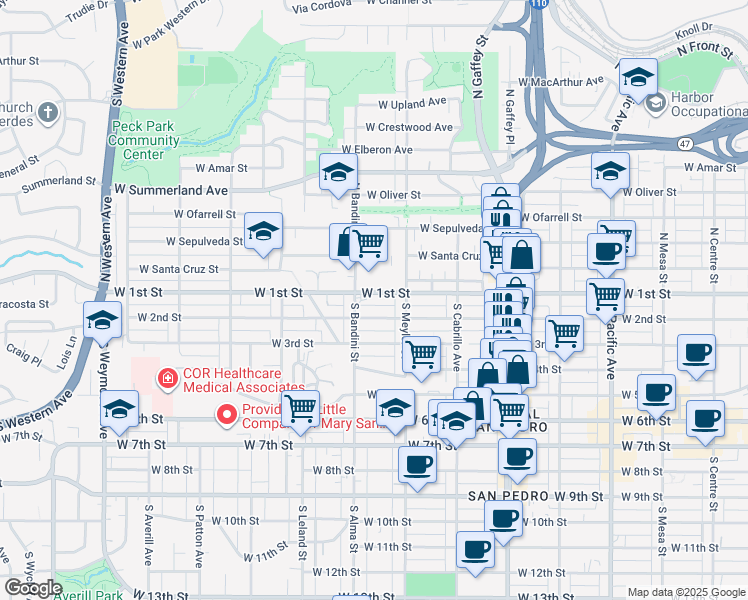map of restaurants, bars, coffee shops, grocery stores, and more near 930 West 2nd Street in Los Angeles