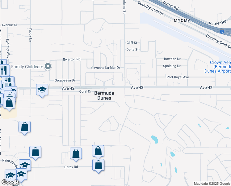 map of restaurants, bars, coffee shops, grocery stores, and more near 78941 Runaway Bay Drive in Bermuda Dunes