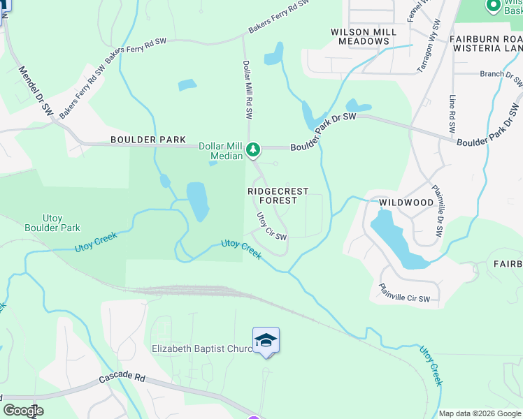 map of restaurants, bars, coffee shops, grocery stores, and more near 431 Dollar Mill Road Southwest in Atlanta