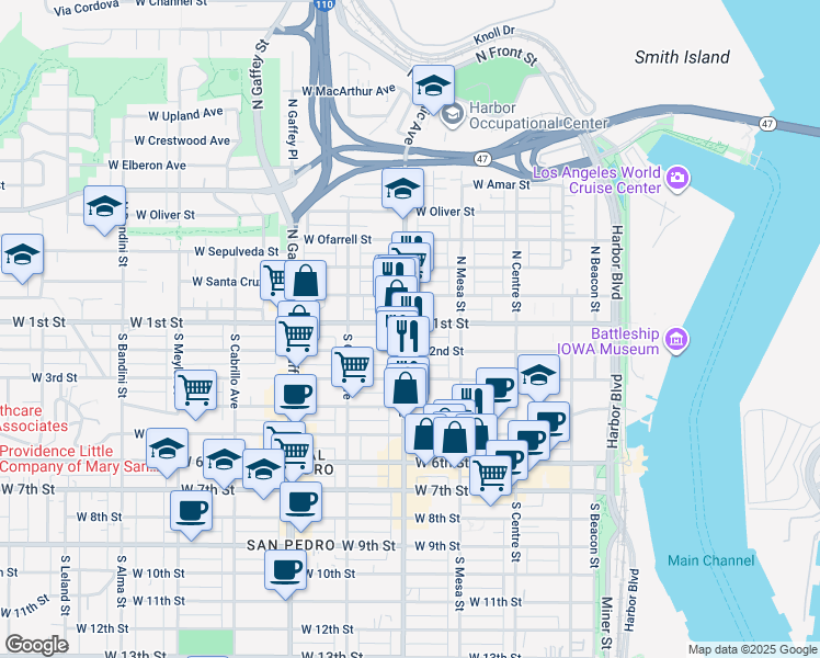 map of restaurants, bars, coffee shops, grocery stores, and more near 462 West 2nd Street in Los Angeles