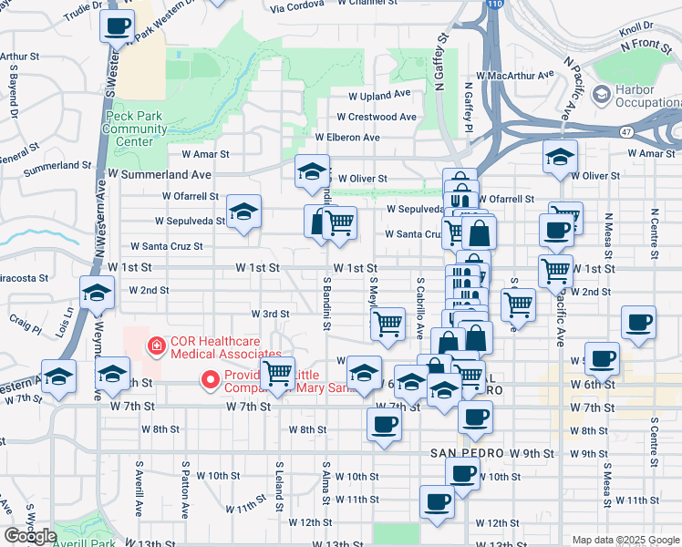 map of restaurants, bars, coffee shops, grocery stores, and more near 141 South Bandini Street in Los Angeles