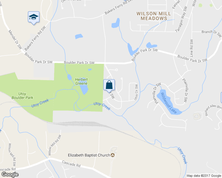 map of restaurants, bars, coffee shops, grocery stores, and more near 431 Dollar Mill Road Southwest in Atlanta