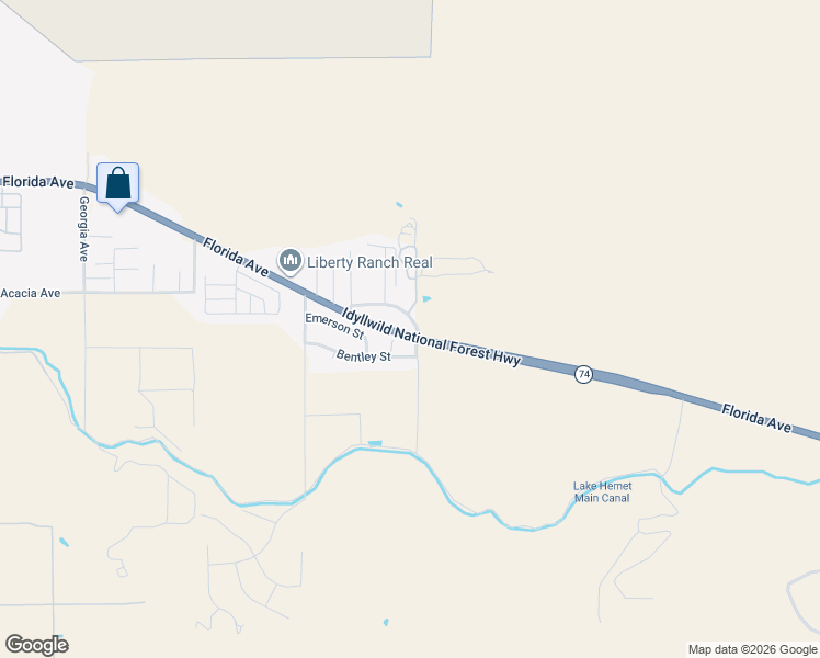 map of restaurants, bars, coffee shops, grocery stores, and more near 26076 Speer Court in Hemet