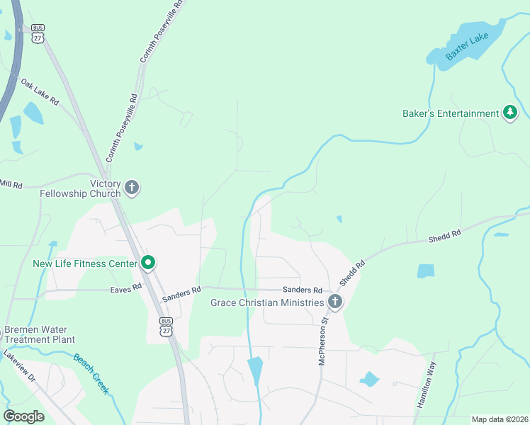 map of restaurants, bars, coffee shops, grocery stores, and more near 412 Kristie Lane in Bremen