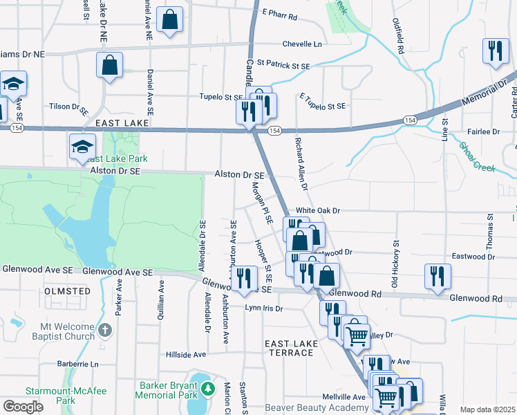 map of restaurants, bars, coffee shops, grocery stores, and more near 339 Morgan Place Southeast in Atlanta