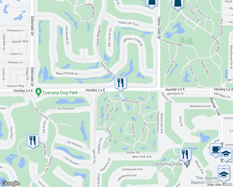 map of restaurants, bars, coffee shops, grocery stores, and more near 42014 Sand Dune Drive in Palm Desert