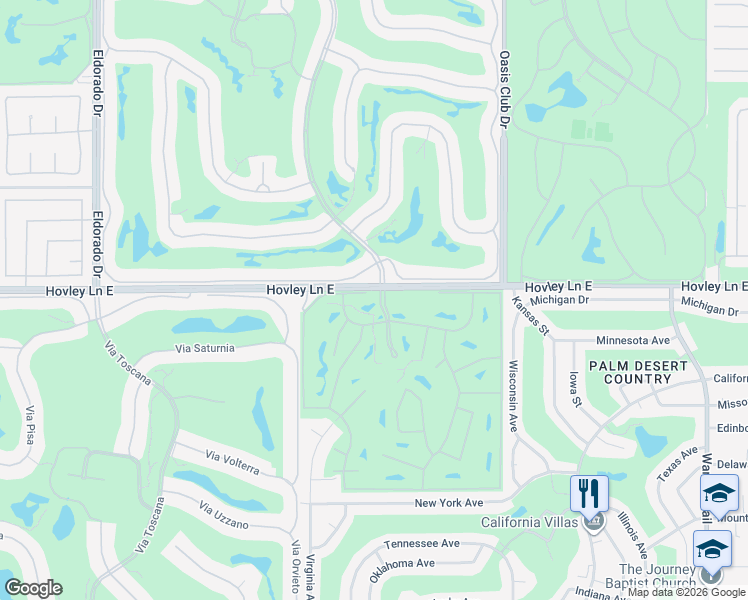 map of restaurants, bars, coffee shops, grocery stores, and more near 42014 Sand Dune Drive in Palm Desert