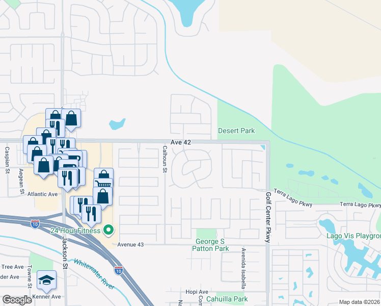 map of restaurants, bars, coffee shops, grocery stores, and more near 83631 Himalaya Drive in Indio