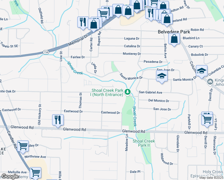 map of restaurants, bars, coffee shops, grocery stores, and more near 2864 White Oak Drive in Decatur
