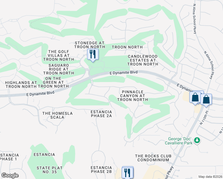map of restaurants, bars, coffee shops, grocery stores, and more near 28509 North 104th Street in Scottsdale