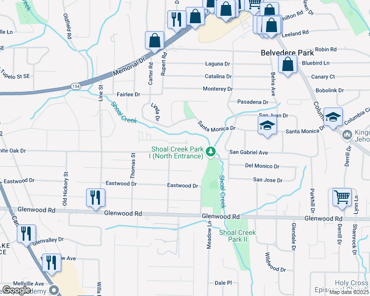 map of restaurants, bars, coffee shops, grocery stores, and more near 2864 White Oak Drive in Decatur