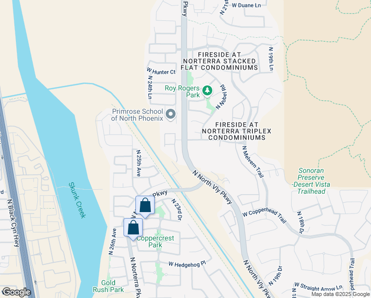 map of restaurants, bars, coffee shops, grocery stores, and more near 28515 N North Valley Parkway in Phoenix
