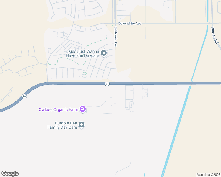 map of restaurants, bars, coffee shops, grocery stores, and more near California 74 in Hemet