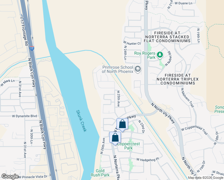 map of restaurants, bars, coffee shops, grocery stores, and more near 2515 West Brookhart Way in Phoenix