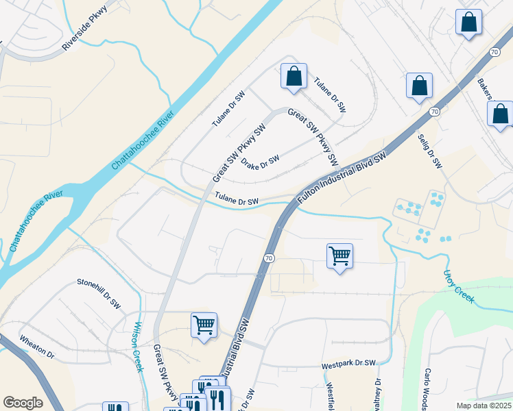 map of restaurants, bars, coffee shops, grocery stores, and more near in Atlanta