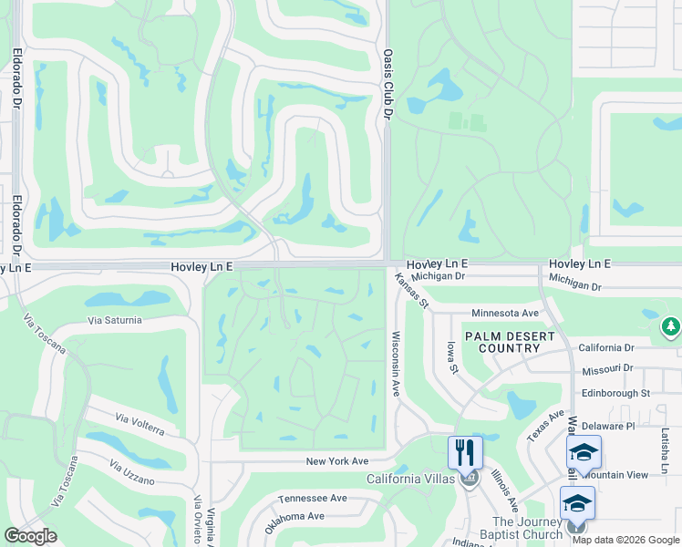 map of restaurants, bars, coffee shops, grocery stores, and more near 76955 Turendot Street in Palm Desert