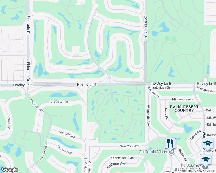 map of restaurants, bars, coffee shops, grocery stores, and more near 42004 Sand Dune Drive in Palm Desert